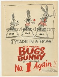 2s353 BUGS BUNNY trade ad 1946 classic cartoon rabbit is no. 1 three years in a row, great art!