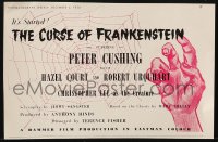 2s025 CURSE OF FRANKENSTEIN 6x8 English trade ad 1957 Hammer, cool art of hand by spider web!