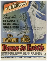 2s026 DOWN TO EARTH English trade ad 1947 full-length image of beautiful Rita Hayworth!