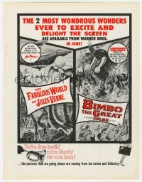 2s369 FABULOUS WORLD OF JULES VERNE/BIMBO THE GREAT trade ad 1961 cool fantasy/circus artwork!