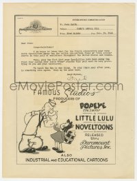 2s370 FAMOUS STUDIOS trade ad 1946 Popeye the Sailor, Little Lulu, MGM's Pete Smith Specialties!