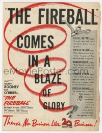 2s372 FIREBALL trade ad 1950 Mickey Rooney roller skating, it comes in a blaze of glory!
