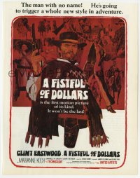 2s034 FISTFUL OF DOLLARS English trade ad 1967 Clint Eastwood triggers a new style in adventure!