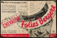 2s373 FOLIES-BERGERE trade ad 1935 great different close up art of Maurice Chevalier in skimmer!