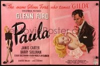 2s035 FRAMED English trade ad 1947 art of Glenn Ford & sexy Janis Carter as Paula, film noir!