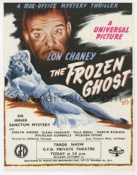 2s036 FROZEN GHOST English trade ad 1945 Kay art of Lon Chaney Jr. and scared Elena Verdugo!