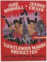 2s037 GENTLEMEN MARRY BRUNETTES English trade ad 1955 art of sexy Jane Russell & Jeanne Crain!