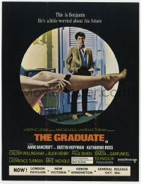 2s040 GRADUATE English trade ad 1968 classic image of Dustin Hoffman staring at sexy leg!