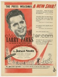 2s394 JOLSON STORY trade ad 1946 new star Larry Parks in the biography of the greatest entertainer!