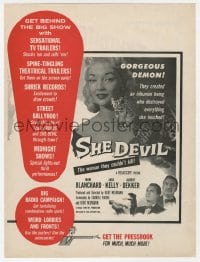 2s429 SHE DEVIL trade ad 1957 sexy inhuman female monster who destroyed everything she touched!