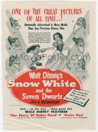 2s434 SNOW WHITE & THE SEVEN DWARFS trade ad R1952 Disney, one of the great pictures of all time!