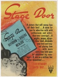 2s440 STAGE DOOR trade ad 1937 great art of Katharine Hepburn, Ginger Rogers & Adolphe Menjou!