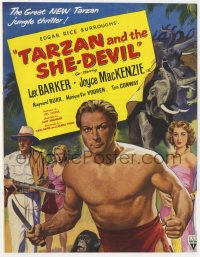2s060 TARZAN & THE SHE-DEVIL English trade ad 1953 different art of barechested Lex Barker!