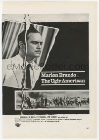 2s451 UGLY AMERICAN trade ad 1963 different c/u of Marlon Brando & violence in southeast Asia!