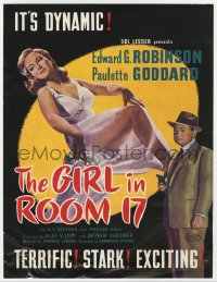 2s452 VICE SQUAD trade ad 1953 Fox art of Edward G. Robinson & Paulette Goddard, Girl in Room 17