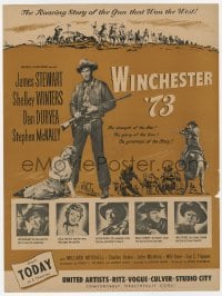 2s456 WINCHESTER '73 trade ad 1950 art of James Stewart with rifle, Shelley Winters, Anthony Mann!