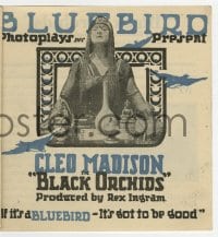 2s106 BLACK ORCHIDS herald 1917 Cleo Madison, directed by Rex Ingram, ultra rare!