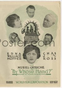 2s117 BY WHOSE HAND herald 1916 Edna Wallace Hopper, early silent whodunit murder mystery!