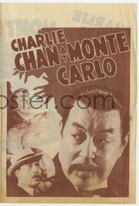 2s123 CHARLIE CHAN AT MONTE CARLO herald 1937 detective Warner Oland, cool roulette wheel design!