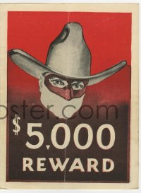2s137 DAREDEVIL'S REWARD herald 1928 Tom Mix, cool $5,000 reward poster for masked cowboy!