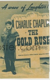 2s169 GOLD RUSH herald R1942 great images of Charlie Chaplin, comedy classic, with Music and Words!