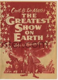 2s173 GREATEST SHOW ON EARTH herald 1952 Cecil B. DeMille classic,Charlton Heston, James Stewart