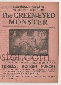 2s174 GREEN EYED MONSTER herald 1919 stupendous all-star negro motion picture, train adventure!