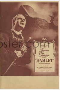 2s177 HAMLET herald 1949 Laurence Olivier in William Shakespeare classic, Best Picture winner!