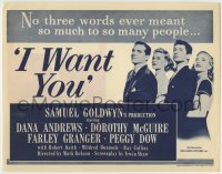 2s186 I WANT YOU herald 1951 Dana Andrews, Dorothy McGuire, Farley Granger, Peggy Dow
