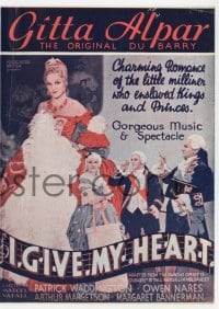 2s211 LOVES OF MADAME DUBARRY English herald 1935 Gitta Alpar, Human Nightingale, I Give My Heart