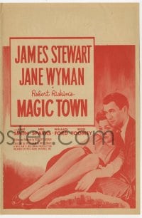 2s214 MAGIC TOWN herald 1947 romantic close up of pollster James Stewart & pretty Jane Wyman!