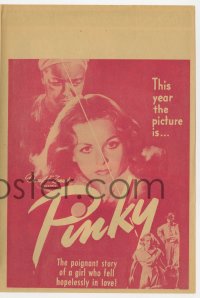 2s246 PINKY herald 1949 Elia Kazan directed, Jeanne Crain, classic half-white/half-black image!