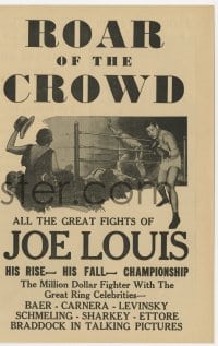 2s261 ROAR OF THE CROWD herald 1930s all the great Joe Louis boxing fights in one picture!