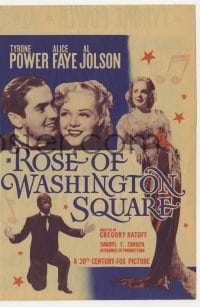2s265 ROSE OF WASHINGTON SQUARE herald 1939 Tyrone Power, Alice Faye, Al Jolson in blackface!