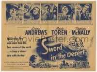 2s296 SWORD IN THE DESERT herald 1949 Dana Andrews, their story is written in the burning sands!