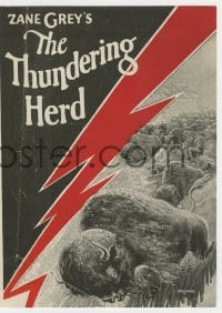 2s303 THUNDERING HERD herald 1925 Zane Grey, Jack Holt, Lois Wilson, great art of buffalo herd!