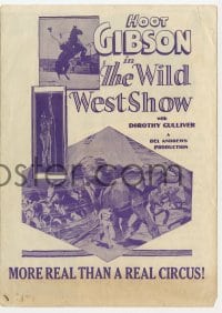 2s312 WILD WEST SHOW herald 1928 great images of Hoot Gibson, it's more real than a real circus!
