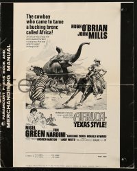 2s625 AFRICA - TEXAS STYLE pressbook 1967 art of Hugh O'Brian roping zebra by stampeding animals!