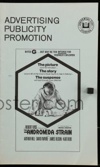 2s628 ANDROMEDA STRAIN pressbook 1971 Michael Crichton novel, Robert Wise directed, Arthur Hill