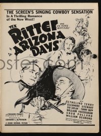 2s631 ARIZONA DAYS pressbook 1937 great artwork of singing cowboy Tex Ritter, ultra rare!
