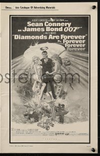2s659 DIAMONDS ARE FOREVER pressbook 1971 McGinnis art of Sean Connery as James Bond 007!
