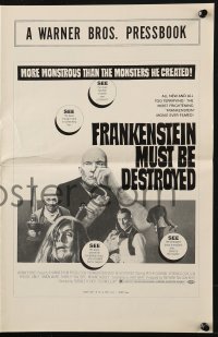 2s678 FRANKENSTEIN MUST BE DESTROYED pressbook 1970 Cushing is more monstrous than his monster!