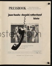 2s713 KLUTE pressbook 1971 Donald Sutherland helps intended murder victim & call girl Jane Fonda!