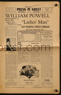 2s715 LADIES' MAN pressbook 1931 William Powell, Kay Francis & Carole Lombard, ultra rare!