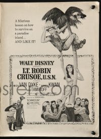 2s725 LT. ROBIN CRUSOE, U.S.N. pressbook R1974 Disney, Dick Van Dyke chased by sexy island babes!