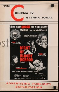 2s737 NIGHT OF BLOODY HORROR pressbook 1969 blood psycho goes berserk, you can only die once!
