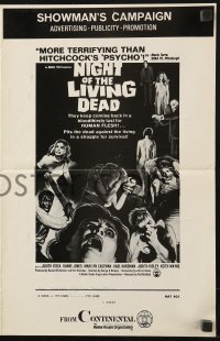 2s739 NIGHT OF THE LIVING DEAD 4pg pressbook 1968 George Romero classic, they lust for human flesh!