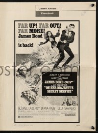 2s743 ON HER MAJESTY'S SECRET SERVICE pressbook 1969 George Lazenby's only appearance as James Bond