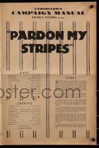 2s747 PARDON MY STRIPES pressbook 1942 Bill Henry, Sheila Ryan, Tom Kennedy, football & prison!