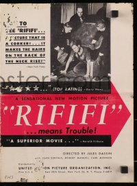 2s760 RIFIFI pressbook 1956 Jules Dassin's Du rififi chez les hommes, Servais, it means trouble!